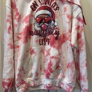 Women’s Tie-Dye Santa hoodie - Red and White